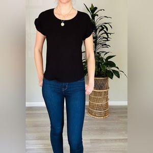 Black short sleeve business casual top